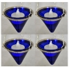Picture of Hanging Votive Holder Blue Cone Glass on Silver Chain 3"Dx11"H   #20991 Set/4