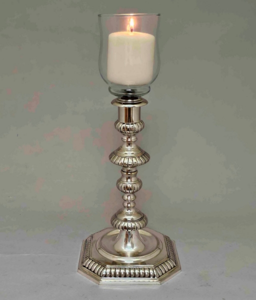 Picture of Silver Plated Candle Holders with Clear Glass Peg Votive  | 7"W x17"H |  Item No. K79033