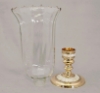Picture of Brass Candle Holder Mother Of Pearl Inlay with Clear Glass Shade   | 6"Dx14"H |  Item No. K99554