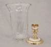 Picture of Brass Candle Holder Mother Of Pearl Inlay with Clear Glass Shade Set/2  | 6"Dx14"H |  Item No. 99554