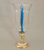 Picture of Brass Candle Holder Mother Of Pearl Inlay with Clear Glass Shade   | 6"Dx14"H |  Item No. K99554