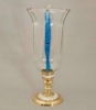 Picture of Brass Candle Holder Mother Of Pearl Inlay with Clear Glass Shade Set/2  | 6"Dx14"H |  Item No. 99554