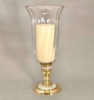 Picture of Brass Candle Holder Mother Of Pearl Inlay with Clear Glass Shade Set/2  | 6"Dx14"H |  Item No. 99554