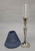 Picture of Candle Lamp Blue has Candle Holder, Bead Shade and Hurricane Glass  | 9"Dx20"H |  Item No. 99639