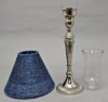 Picture of Candle Lamp Blue has Candle Holder, Bead Shade and Hurricane Glass  | 9"Dx20"H |  Item No. 99639