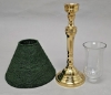 Picture of Candle Lamp Green has Candle Holder, Bead Shade and Hurricane Glass  | 9"Dx20"H |  Item No. 99640