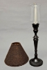 Picture of Candle Lamp Brown has Candle Holder, Bead Shade and Hurricane Glass  | 9"Dx20"H |  Item No. 99644