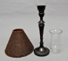 Picture of Candle Lamp Brown has Candle Holder, Bead Shade and Hurricane Glass  | 9"Dx20"H |  Item No. 99644