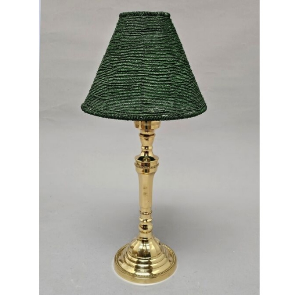 Picture of Candle Lamp Green has Candle Holder, Bead Shade and Hurricane Glass  | 9"Dx20"H |  Item No. 99640