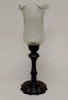 Picture of Bronze Patina on Brass Candle Holders Fluted & Fluted Clear Glass Shades Set/2  | 5.5"Dx16"H |  Item No. 76522