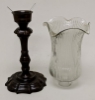 Picture of Bronze Patina on Brass Candle Holders Fluted & Fluted Clear Glass Shades Set/2  | 5.5"Dx16"H |  Item No. 76522