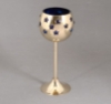 Picture of Set/4 Brass Votive Holder Star Cutouts with Blue Glass Liner | 3"Dx7.5"H | Item No. 90509