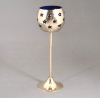 Picture of Set/4 Brass Votive Holder Star Cutouts with Blue Glass Liner | 3"Dx9"H | Item No. 90512