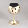 Picture of Set/4 Brass Votive Holder Tree Cutouts with Green Glass Liner | 3"Dx6"H | Item No. 90508