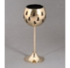 Picture of Set/4 Brass Votive Holder Tree Cutouts with Green Glass Liner | 3"Dx7.5"H | Item No. 90511