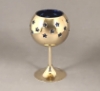 Picture of Set/4 Brass Votive Holder Star Cutouts with Blue Glass Liner | 4"Dx6"H | Item No. 90515