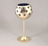 Picture of Set/4 Brass Votive Holder Star Cutouts with Blue Glass Liner | 4"Dx9"H | Item No. 90518