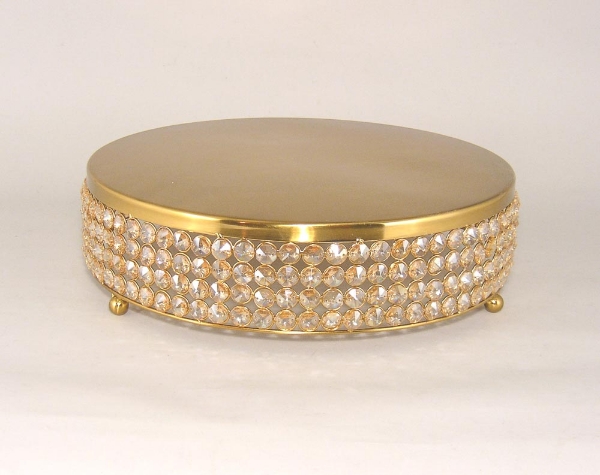 Picture of Cake Stand Gold Finish Metal 4-Rows of Honey Color Crystal Bead Border | 14"Dx4"H |  Item No. 16141 FREE SHIPPING