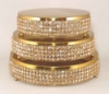 Picture of Cake Stand Gold Finish Metal 4-Rows of Honey Color Crystal Bead Border | 18"Dx4"H |  Item No. 16143 FREE SHIPPING