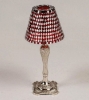 Picture of Red Candle Lamp has Candle Holder, Glass Votive & Mosaic Glass Shade | 6"Dx13"H |  Item No. 99150