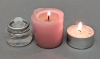Picture of Gold Candle Lamp has Candle Holder, Glass Votive & Printed Glass Shade | 6"Dx15.5"H |  Item No. 99636