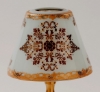 Picture of Blue Candle Lamp has Candle Holder, Glass Votive & Printed Glass Shade | 6"Dx15.5"H |  Item No. 99638