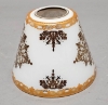 Picture of White Glass Lamp Shade with Printed Medallions and Borders  Set/2  |  3.5"x6"x5"H | Item No. 20742