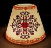 Picture of White Glass Lamp Shade with Printed Medallions and Borders  Set/2  |  3.5"x6"x5"H | Item No. 20742