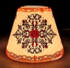 Picture of Blue Glass Lamp Shade with Printed Medallions and Borders  Set/2  |  3.5"x6"x5"H | Item No. 20743