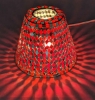 Picture of Red Mosaic Glass shade with Diamond Shaped Mirror Chips  Set/2 | 3.5"x6"x5"H | Item No. 22150