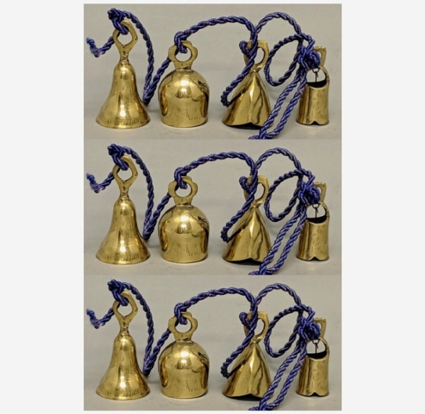 Picture of Bell Strings with 4 Brass Bells Purple String  Set/3 | 36"  Long |  Item No. 05025L FREE SHIPPING