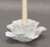Picture of Set/4 White Ceramic Candle Holders Shaped Like Peony Flower with 25-Petals  | 5.75"Dx3"H |  Item No. 71001