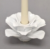 Picture of Set/4 White Ceramic Candle Holder Square shaped Flower with 12-Petals  | 4"Sq x 2.5"H |  Item No. 71002