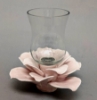 Picture of Set/4 Pink Ceramic Candle Holder Square shaped Flower with 12-Petals   | 4"Sq x 2.5"H |  Item No. 71012