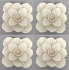 Picture of Set/4 Ivory Ceramic Candle Holder Square shaped Flower with 12-Petals  | 4"Sq x 2.5"H |  Item No. 71022