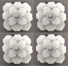 Picture of Set/4 White Ceramic Candle Holder Square shaped Flower with 12-Petals  | 4"Sq x 2.5"H |  Item No. 71002