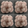 Picture of Set/4 Pink Ceramic Candle Holder Square shaped Flower with 12-Petals   | 4"Sq x 2.5"H |  Item No. 71012
