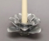 Picture of Set/4 Silver Ceramic Candle Holder Square shaped Flower with 12-Petals   | 4"Sq x 2.5"H |  Item No. 71032