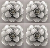 Picture of Set/4 Silver Ceramic Candle Holder Square shaped Flower with 12-Petals   | 4"Sq x 2.5"H |  Item No. 71032