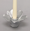 Picture of Set/4 Silver Ceramic Candle Holder Shaped like a Flower with 5-Petals  | 4"Sq x 2.5"H |  Item No. 71033