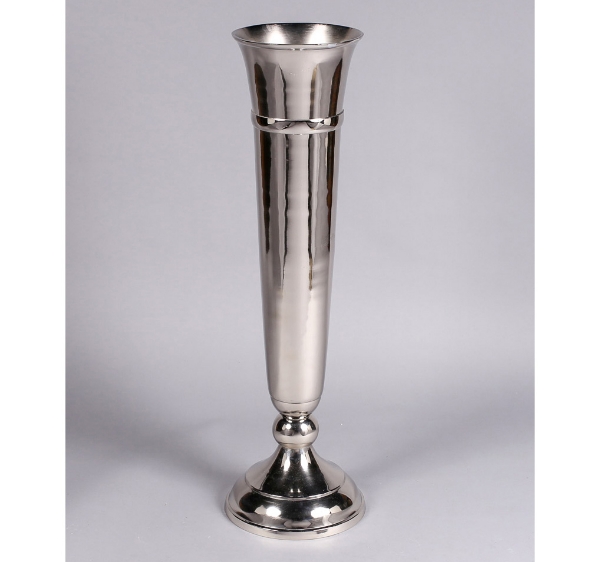 Picture of Nickel Plated BRASS Trumpet Vase Floral Centerpiece | 9"Dx35.5"H |  Item No. 22231X  SOLD AS IS