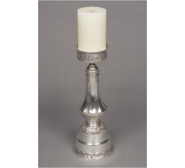 Picture of Silver Plated on Brass Candle Holder for Pillar Candles  | 6.5"Dx17"H |  Item No. K85301