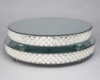 Picture of  Cake Stand Rose Gold Mirror with 4 Rows of Mirror Chips Border | 18"Dx 2.75"H |  Item No. 16203 FREE SHIPPING 