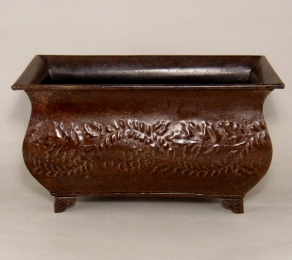 Picture of Dark Brown Rectangle Planter Embossed Footed | 8"x13"x8"H |  Item No. 44116L