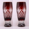 Picture of Ruby Red Bud Vase Cut Glass Wedding Decoration Wine Flute Set/2  | 2.25"Dx6.5"H | Item No. 20629