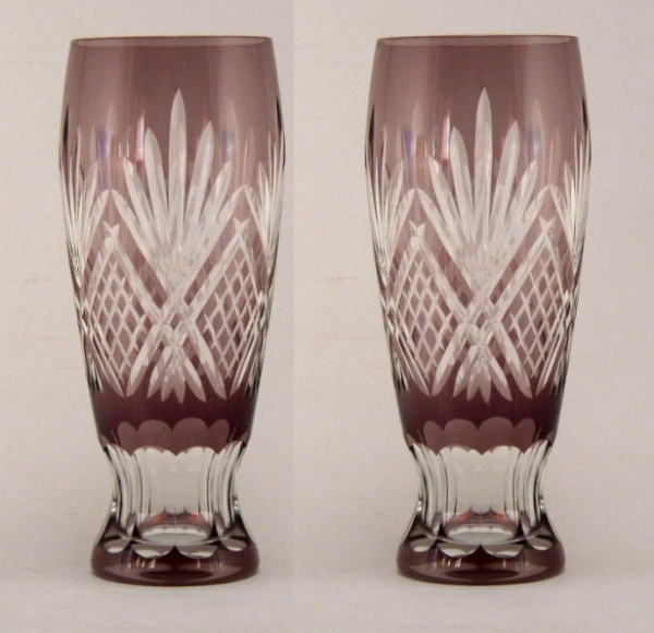 Picture of Amethyst Bud Vase Cut Glass Wedding Decoration Wine Flute Set/2   | 2.25"Dx6.5"H | Item No. 20659