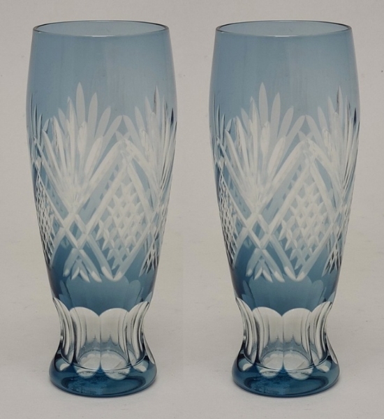 Picture of Light Blue Bud Vase Cut Glass Wedding Decoration Wine Flute Set/2  | 2.25"Dx6.5"H | Item No. 20669